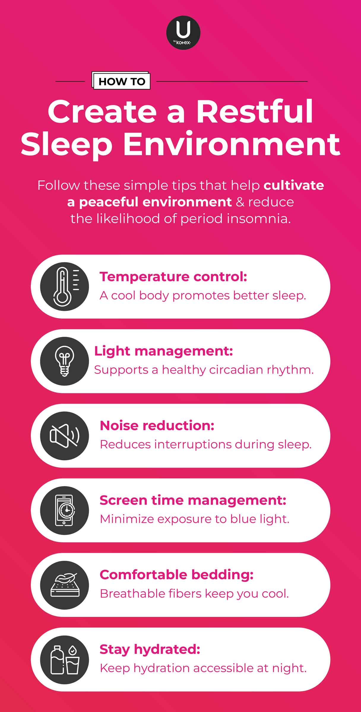 Tips to sleep better on period infographic
